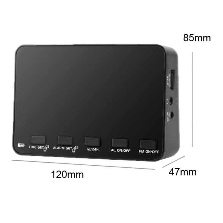 WDK Single-Band FM Digital Extra-Large Screen Display Alarm Clock Radio, Size: For US - Black Machine With Blue Light