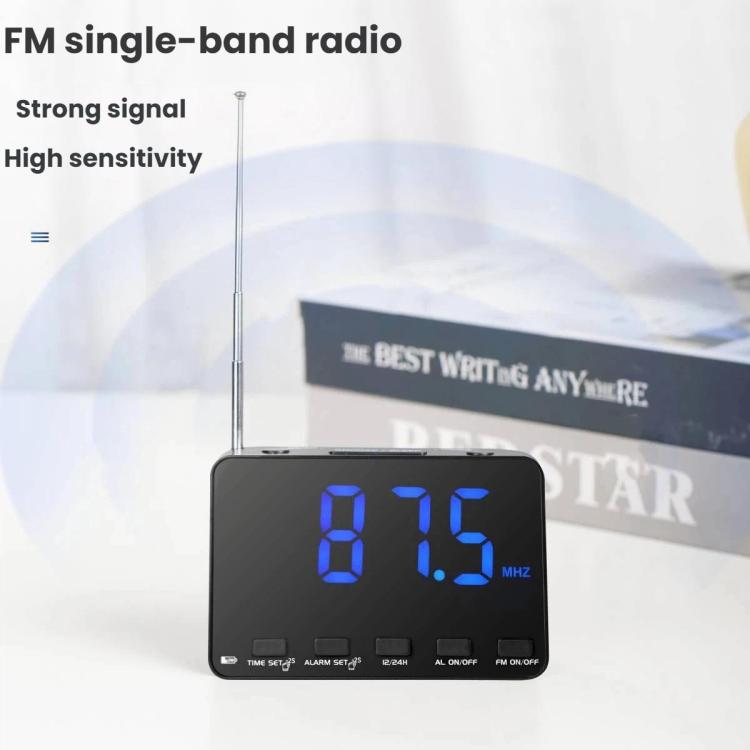 WDK Single-Band FM Digital Extra-Large Screen Display Alarm Clock Radio, Size: For US - Black Machine With Blue Light