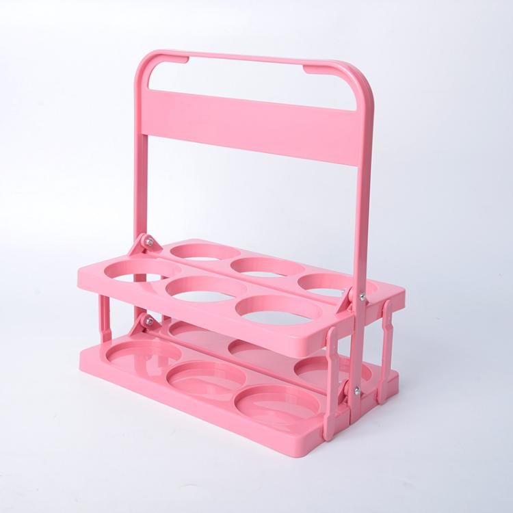 6-Hole Foldable Beer Bottle Carrier Portable Plastic Beverage Caddy With Handle Collapsible Drink Holder Organizer For Wine, Soda, Cocktails