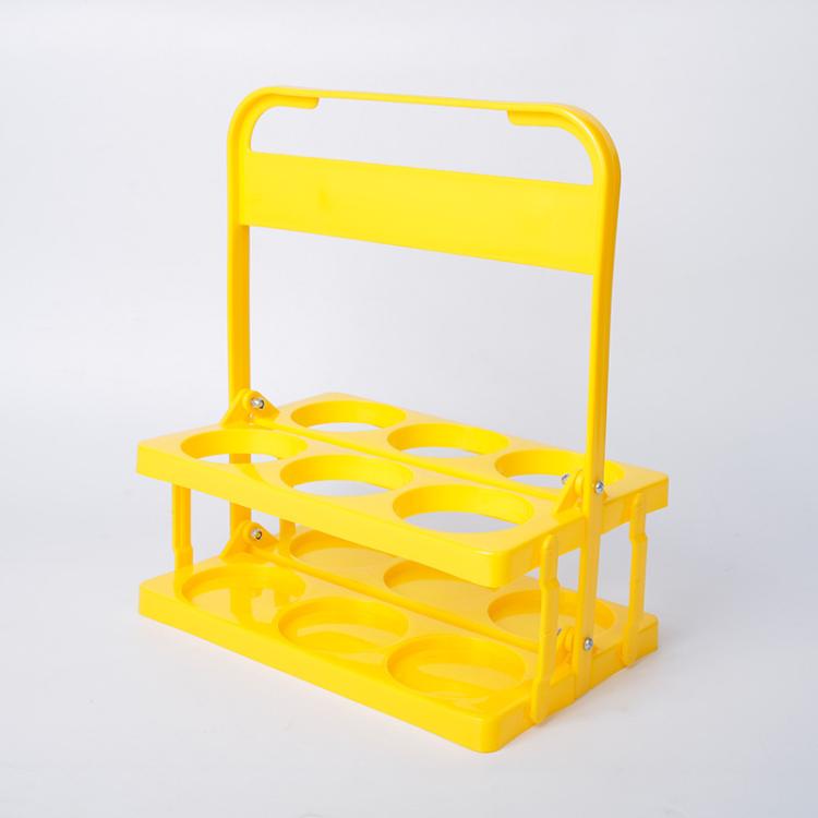 6-Hole Foldable Beer Bottle Carrier Portable Plastic Beverage Caddy With Handle Collapsible Drink Holder Organizer For Wine, Soda, Cocktails