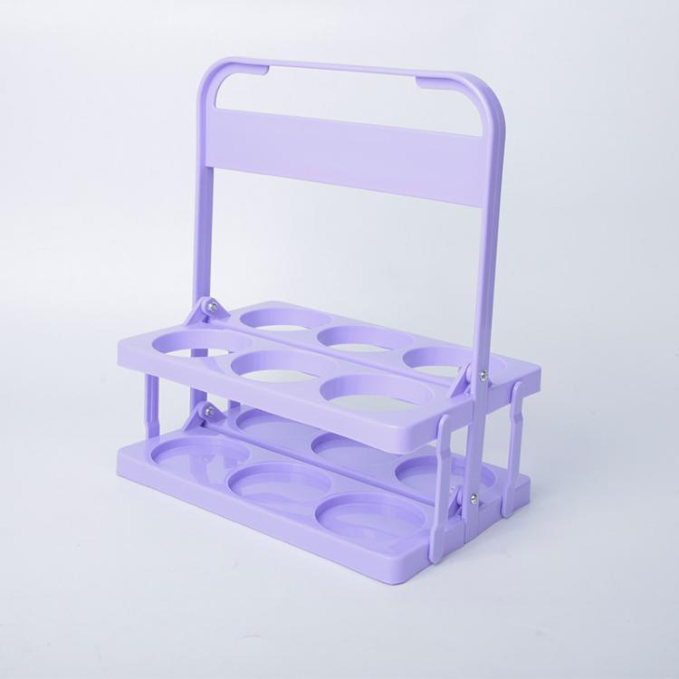 6-Hole Foldable Beer Bottle Carrier Portable Plastic Beverage Caddy With Handle Collapsible Drink Holder Organizer For Wine, Soda, Cocktails