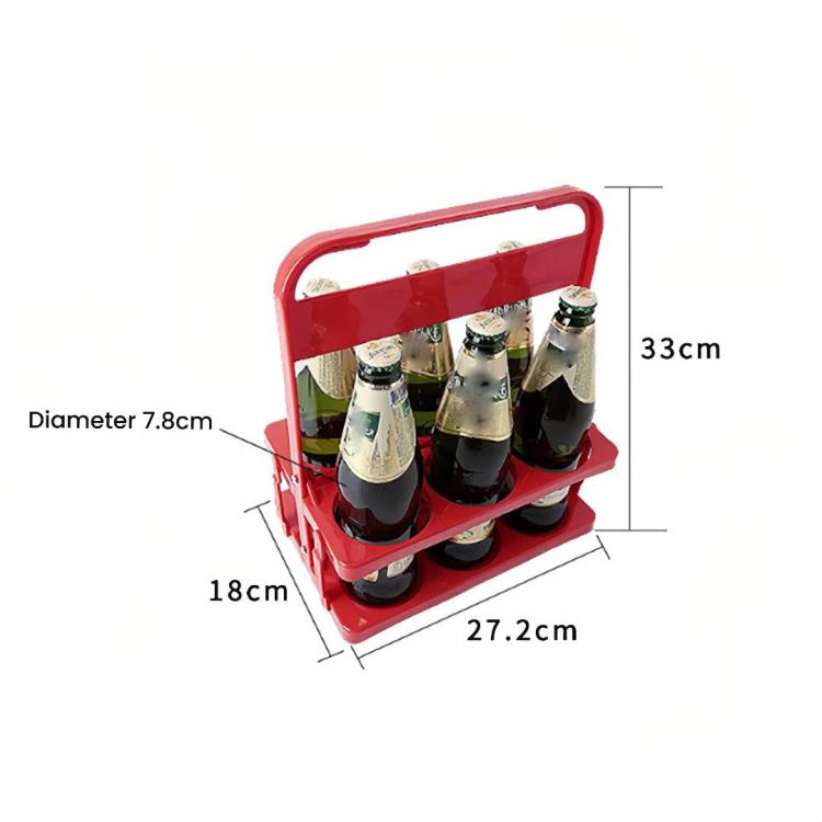 6-Hole Foldable Beer Bottle Carrier Portable Plastic Beverage Caddy With Handle Collapsible Drink Holder Organizer For Wine, Soda, Cocktails