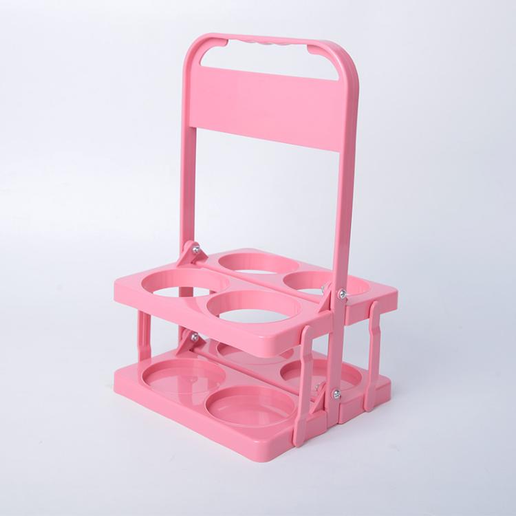 4-Hole Foldable Beer Bottle Carrier Portable Plastic Beverage Caddy with Handle Collapsible Drink Holder Organizer for Wine, Soda, Cocktails