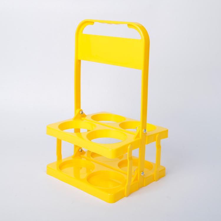 4-Hole Foldable Beer Bottle Carrier Portable Plastic Beverage Caddy with Handle Collapsible Drink Holder Organizer for Wine, Soda, Cocktails