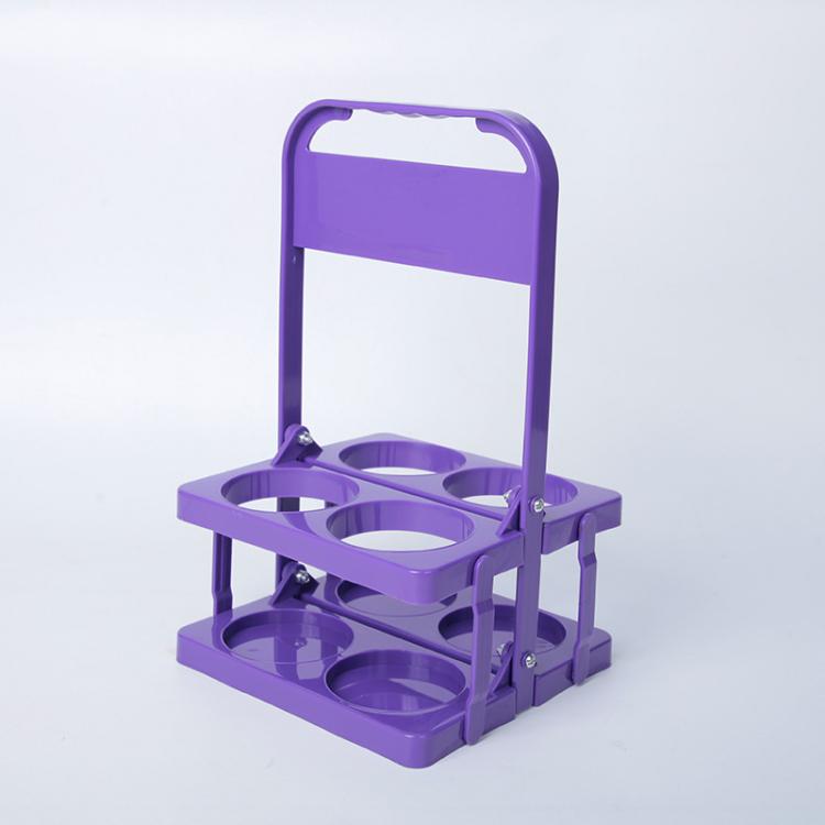 4-Hole Foldable Beer Bottle Carrier Portable Plastic Beverage Caddy with Handle Collapsible Drink Holder Organizer for Wine, Soda, Cocktails