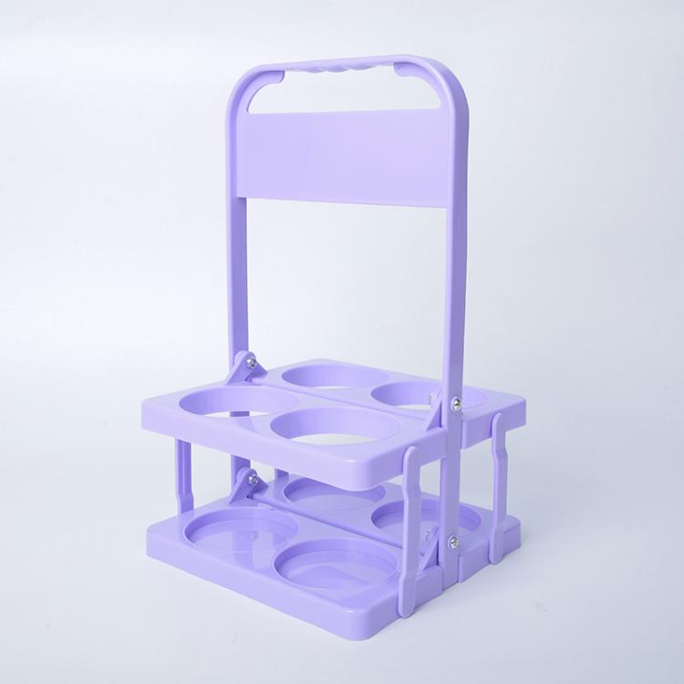4-Hole Foldable Beer Bottle Carrier Portable Plastic Beverage Caddy with Handle Collapsible Drink Holder Organizer for Wine, Soda, Cocktails
