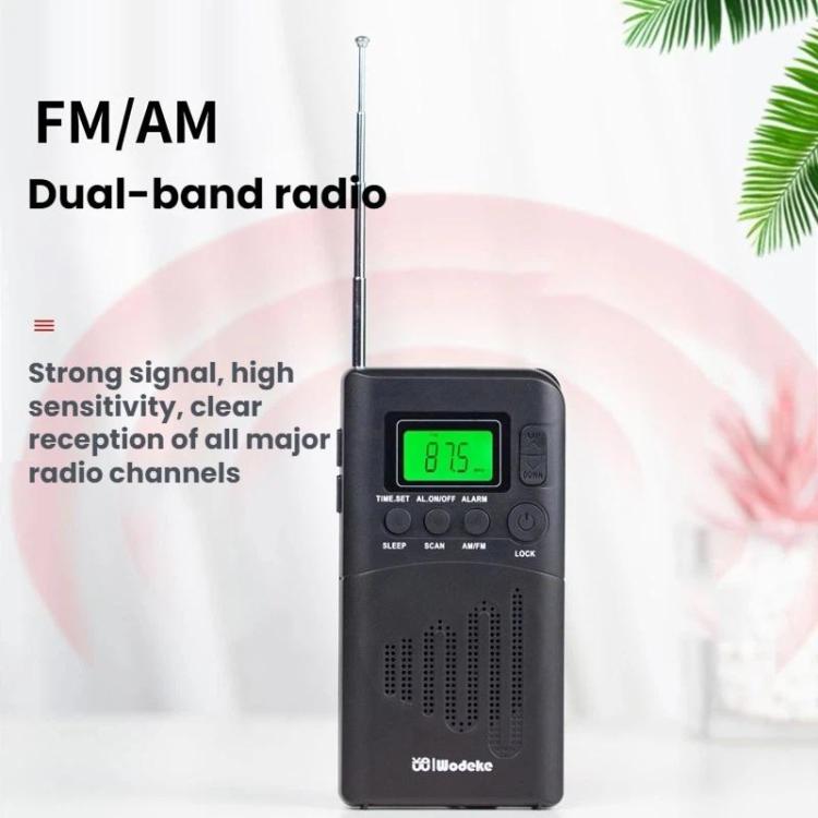 WDK Portable FM/AM Full-Band Mini Digital Display Radio, Size: For US - Black