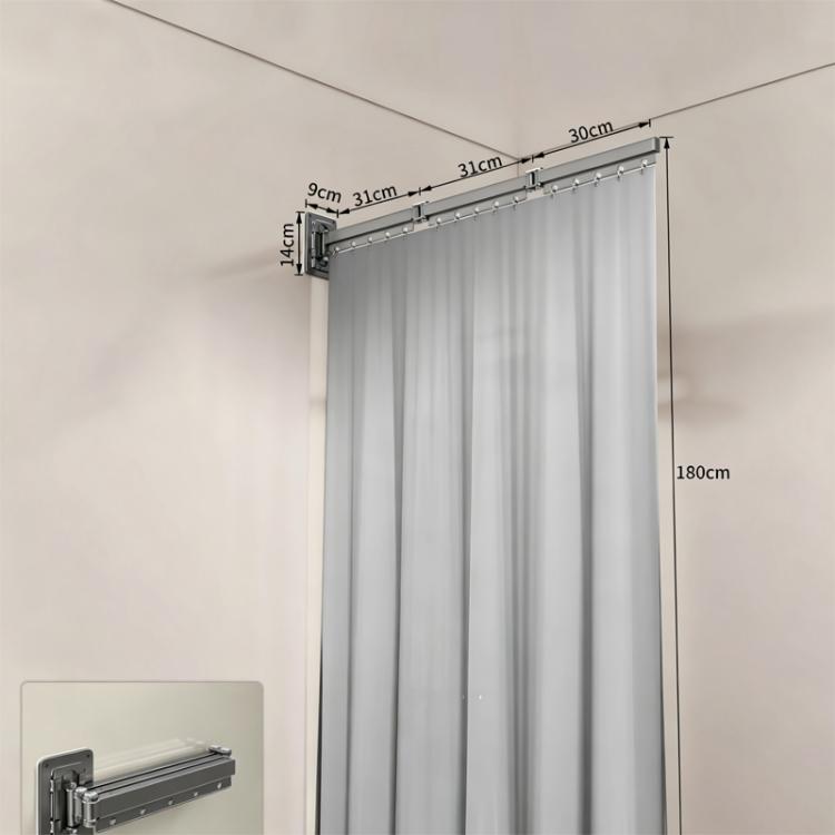 Foldable Waterproof Bathroom Shower Curtain Invisible Toilet Wet And Dry Separation Partition Curtain, Spec: 3-Fold Grey