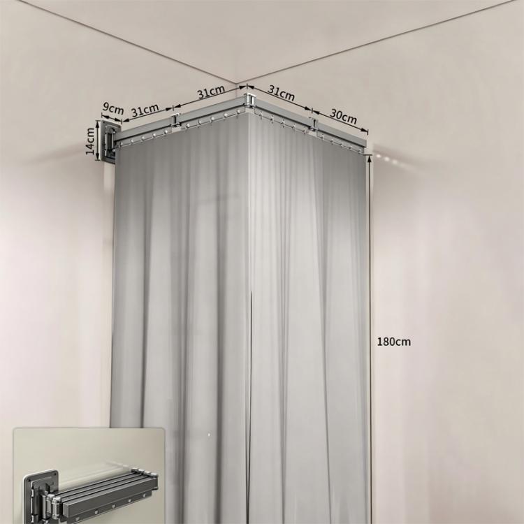 Foldable Waterproof Bathroom Shower Curtain Invisible Toilet Wet And Dry Separation Partition Curtain, Spec: 4-Fold Grey