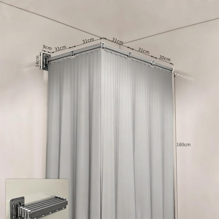 Foldable Waterproof Bathroom Shower Curtain Invisible Toilet Wet And Dry Separation Partition Curtain, Spec: 5-Fold Grey
