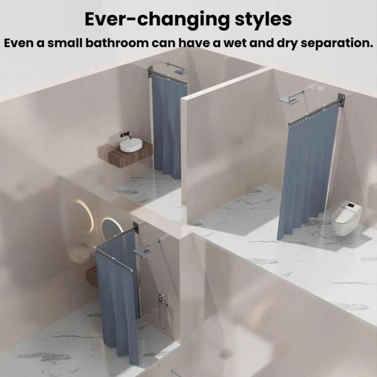 Foldable Waterproof Bathroom Shower Curtain Invisible Toilet Wet And Dry Separation Partition Curtain, Spec: 3-Fold White