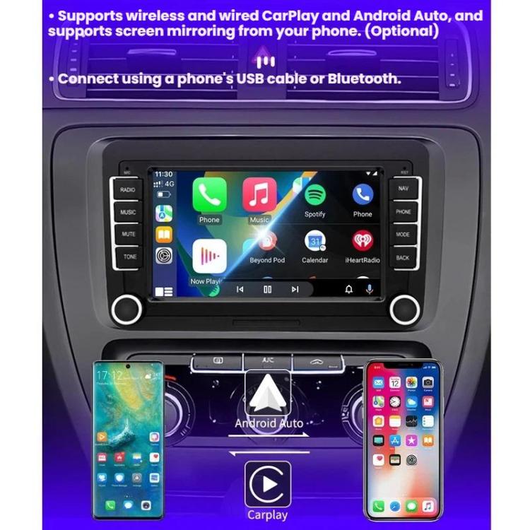 7-Inch Car Navigation System With Wireless Bluetooth CarPlay For Volkswagen, Specification: Octa-core 4GB+64GB
