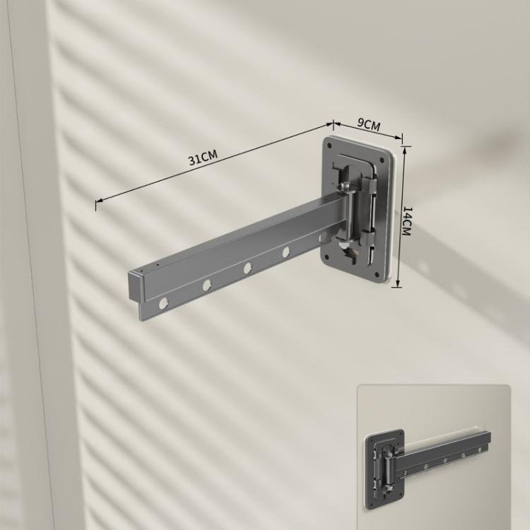 Drill-Free Folding Clothes Drying Rack Balcony Invisible Retractable Clothesline, Spec: 1-Fold Grey