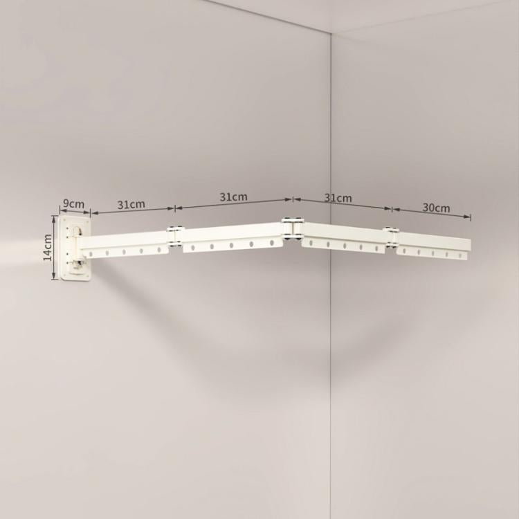 Drill-Free Folding Clothes Drying Rack Balcony Invisible Retractable Clothesline, Spec: 4-Fold White