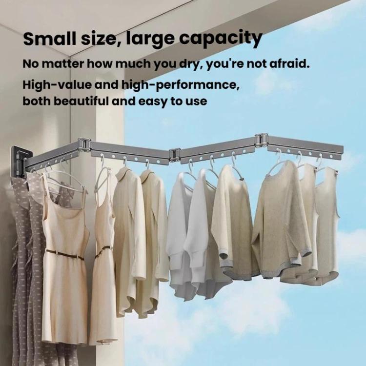 Drill-Free Folding Clothes Drying Rack Balcony Invisible Retractable Clothesline, Spec: 5-Fold White