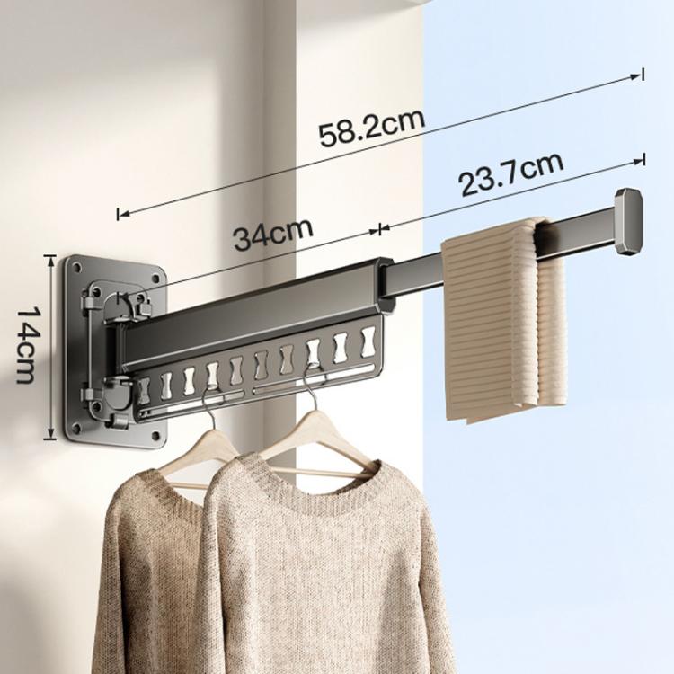 Balcony Folding Clothes Drying Rack Household Drill-Free Retractable Clothes Rod, Spec: 1-Fold Grey