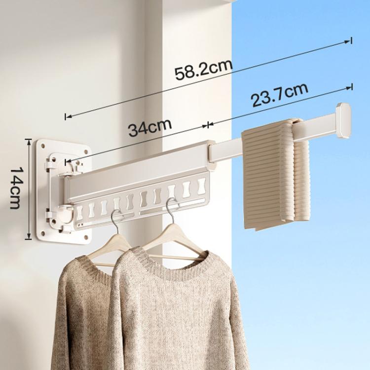 Balcony Folding Clothes Drying Rack Household Drill-Free Retractable Clothes Rod, Spec: 1-Fold White