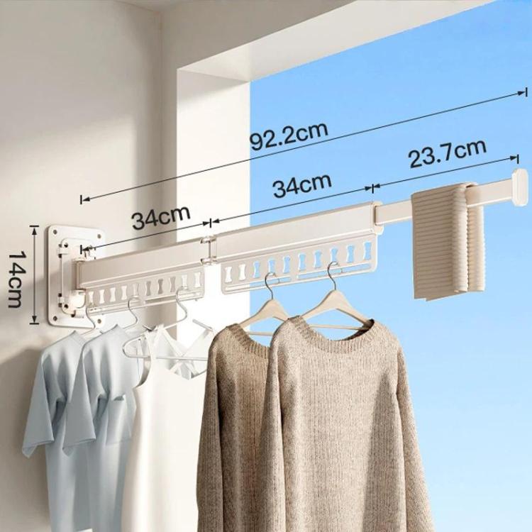 Balcony Folding Clothes Drying Rack Household Drill-Free Retractable Clothes Rod, Spec: 2-Fold White