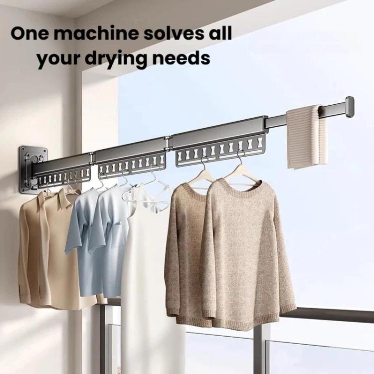 Balcony Folding Clothes Drying Rack Household Drill-Free Retractable Clothes Rod, Spec: 3-Fold Grey
