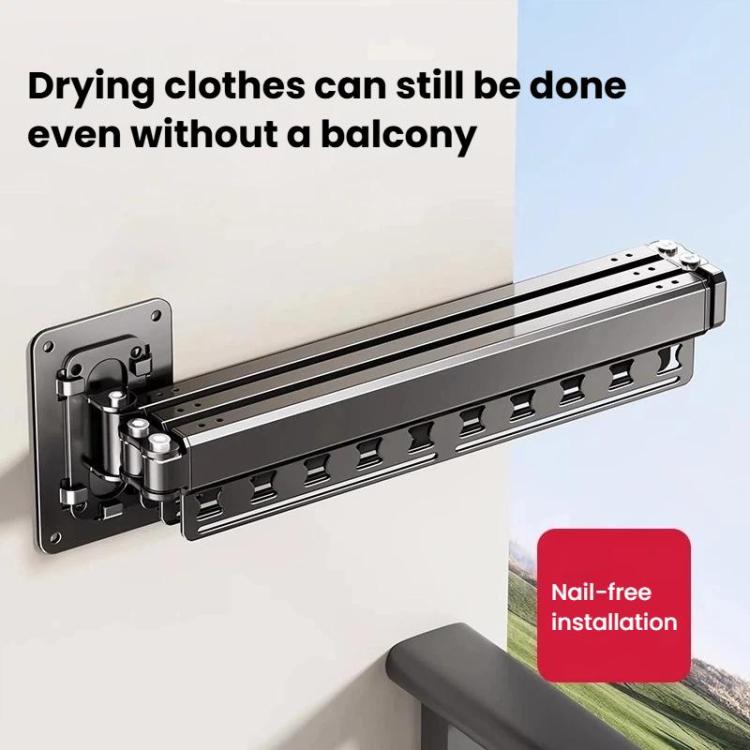 Balcony Folding Clothes Drying Rack Household Drill-Free Retractable Clothes Rod, Spec: 3-Fold White