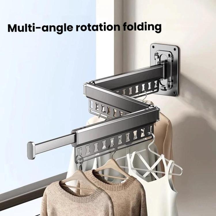 Balcony Folding Clothes Drying Rack Household Drill-Free Retractable Clothes Rod, Spec: 2-Fold White