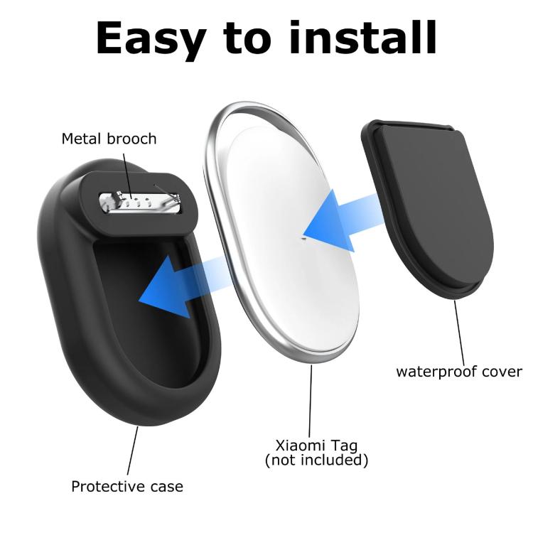 For Xiaomi Tag Hidden Pin Case Waterproof Silicone Tracker Holder with Safety Brooch for Kids Clothing, Backpack