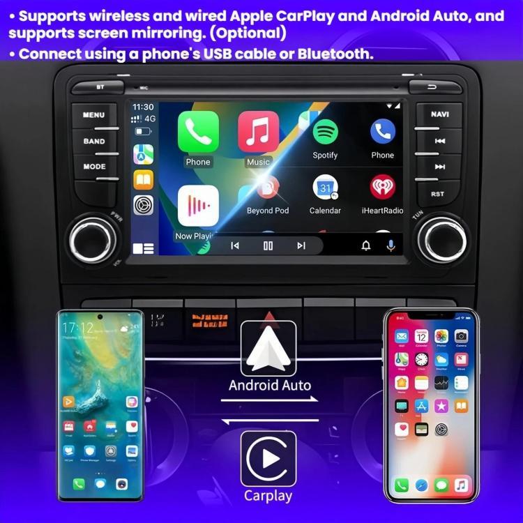 7-Inch Car Navigation Multimedia Smartphone Connectivity CarPlay All-In-One For Audi A3, Specification: Octa-core 4GB+64GB