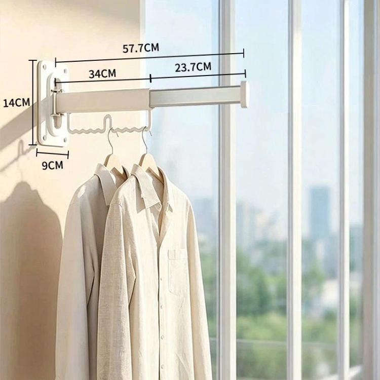 Household Rotatable Folding Clothes Drying Rack Wall-Mounted Drill-Free Retractable Clothes Rod, Spec: 1-Fold White