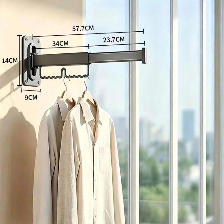 Household Rotatable Folding Clothes Drying Rack Wall-Mounted Drill-Free Retractable Clothes Rod, Spec: 1-Fold Grey