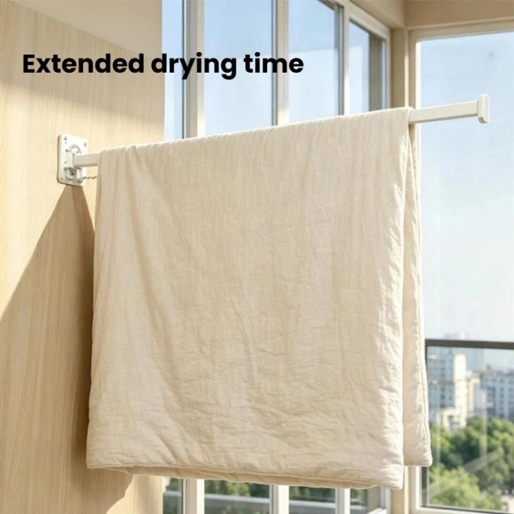 Household Rotatable Folding Clothes Drying Rack Wall-Mounted Drill-Free Retractable Clothes Rod, Spec: 2-Fold White