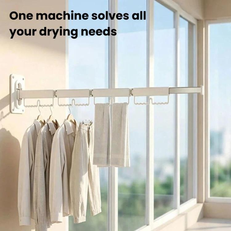 Household Rotatable Folding Clothes Drying Rack Wall-Mounted Drill-Free Retractable Clothes Rod, Spec: 5-Fold White