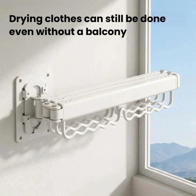Household Rotatable Folding Clothes Drying Rack Wall-Mounted Drill-Free Retractable Clothes Rod, Spec: 4-Fold Grey