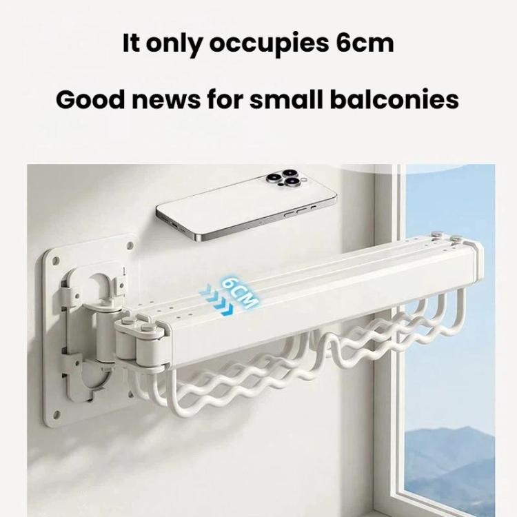 Household Rotatable Folding Clothes Drying Rack Wall-Mounted Drill-Free Retractable Clothes Rod, Spec: 2-Fold White
