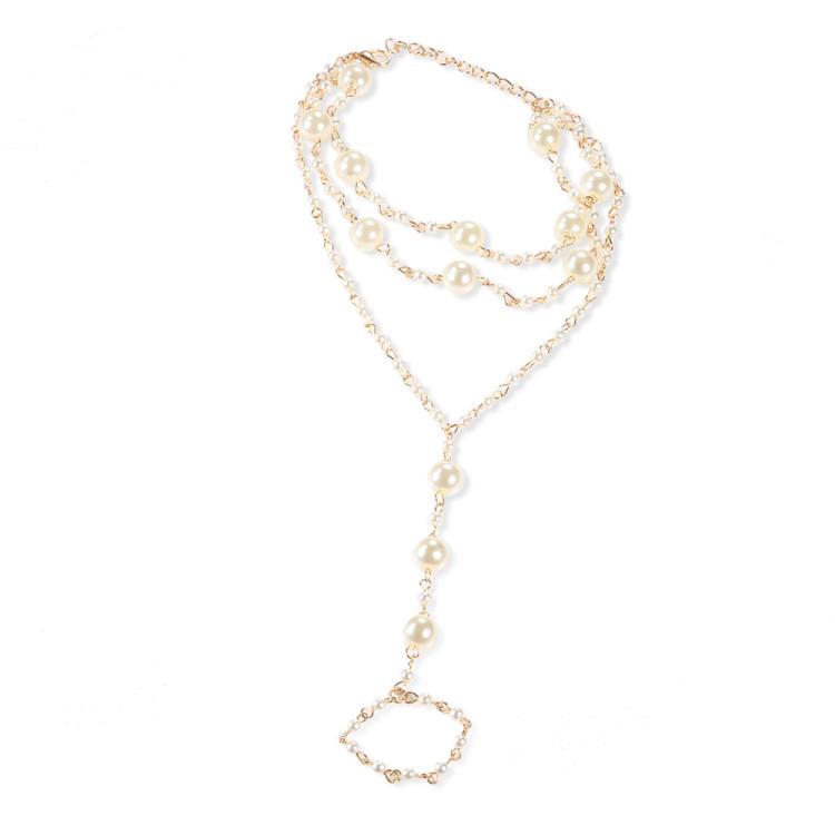 Simple Multi-Layer Pearl Anklet for Beachwear - 3256