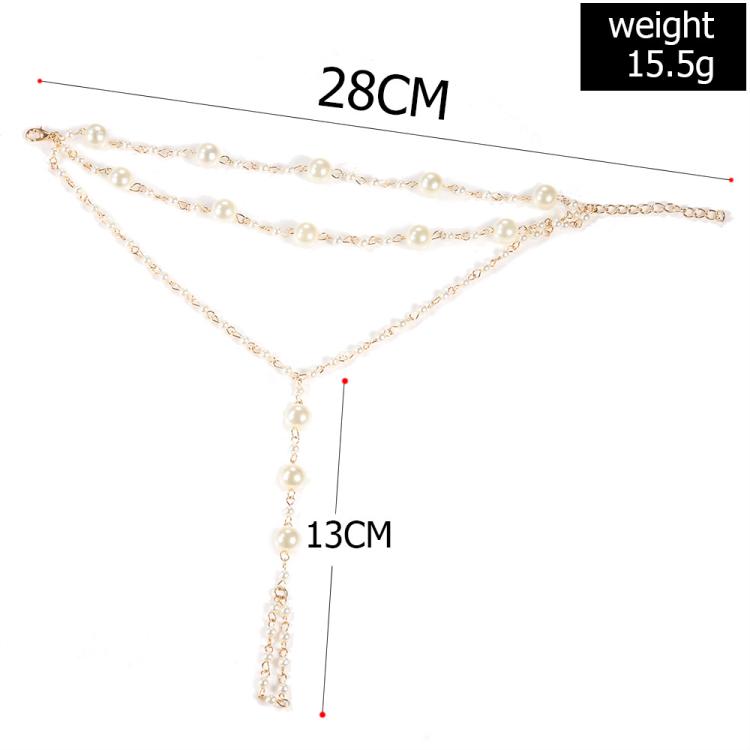 Simple Multi-Layer Pearl Anklet for Beachwear - 3256