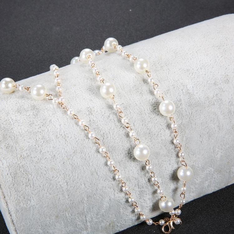 Simple Multi-Layer Pearl Anklet for Beachwear - 3256