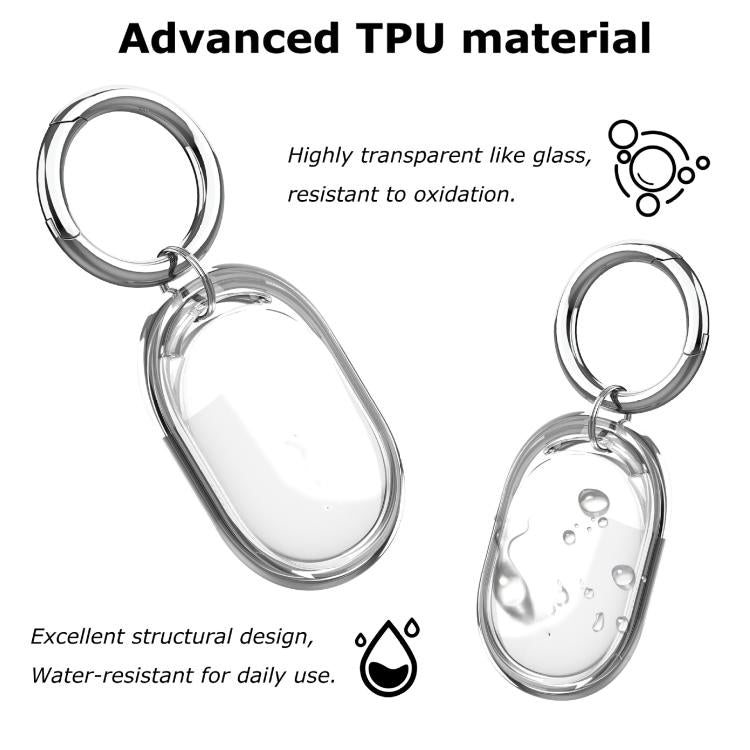 For Xiaomi Tag Clear TPU Full-Body Cover Protective Case with Metal Spring Buckle Keychain Waterproof & Anti-Scratch Tracker Holder