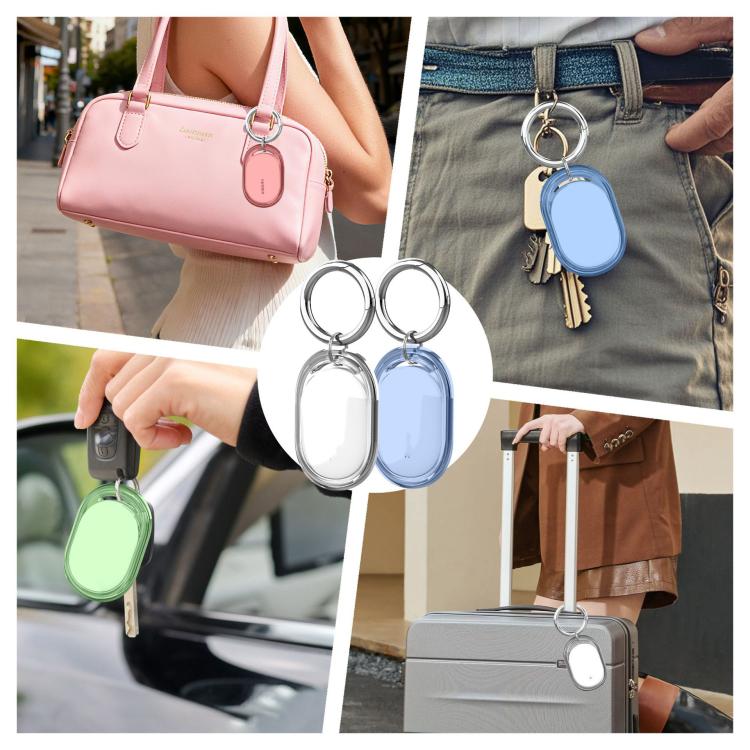 For Xiaomi Tag Clear TPU Full-Body Cover Protective Case with Metal Spring Buckle Keychain Waterproof & Anti-Scratch Tracker Holder
