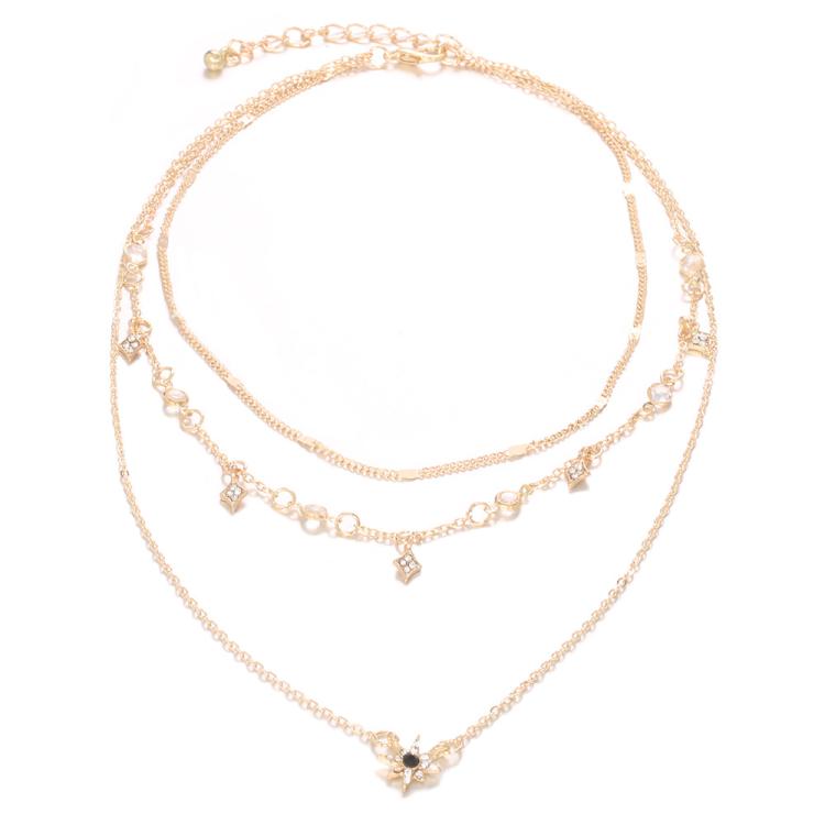 Multi-layered Star Pendant Necklace Combination - 4444