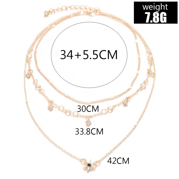 Multi-layered Star Pendant Necklace Combination - 4444