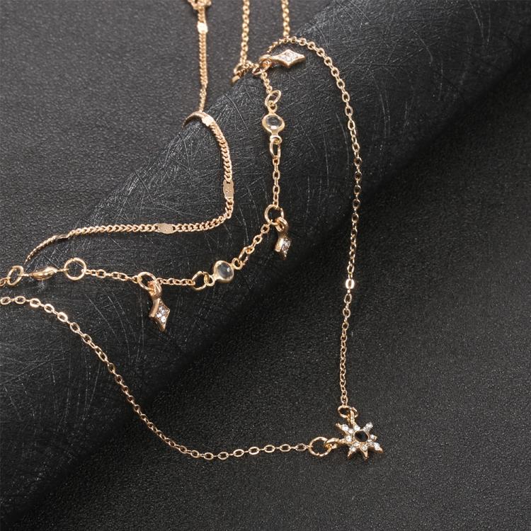 Multi-layered Star Pendant Necklace Combination - 4444