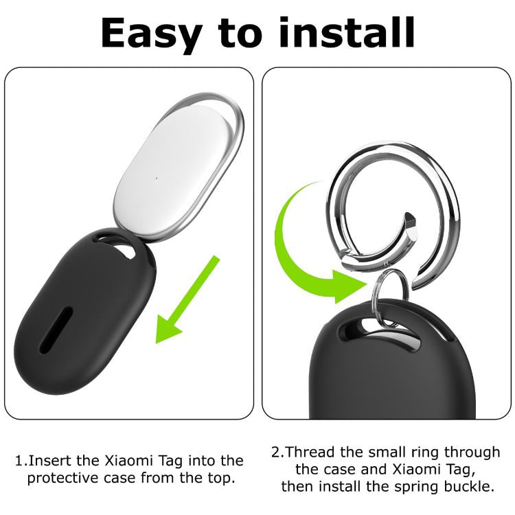 For Xiaomi Tag Tracker Silicone Case Protective Cover with Anti-Lost Keychain Anti-Scratch Skin-Friendly Finder Holder