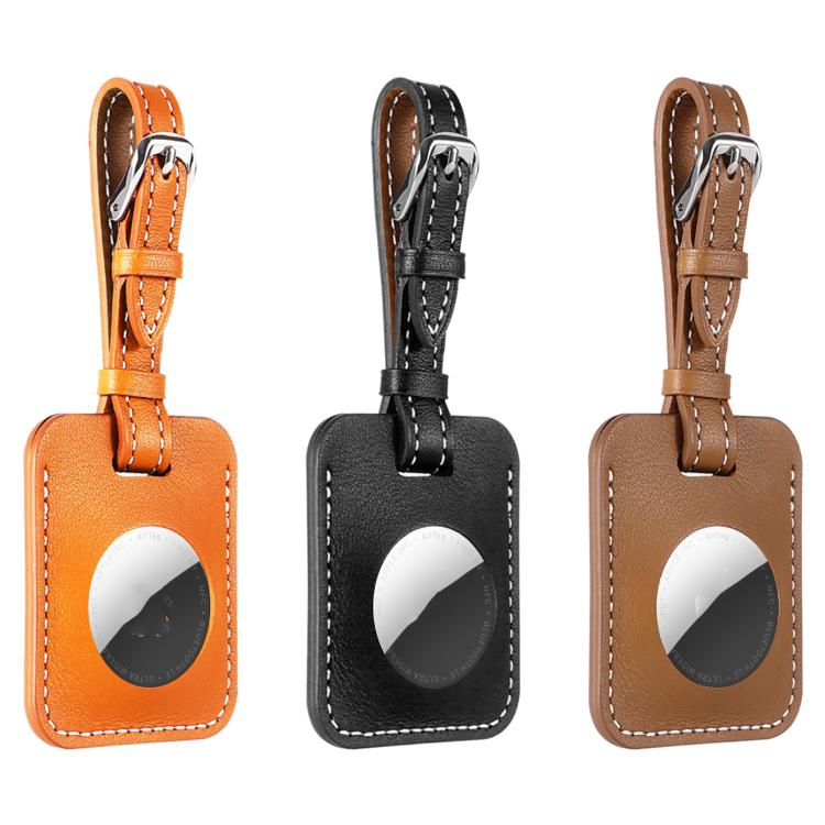 For AirTag 2nd Gen / AirTag 1st Gen Genuine Leather Case Luggage Tag Style Finder Keychain Holder