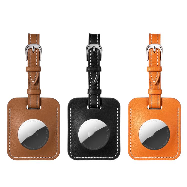 For AirTag 2nd Gen / AirTag 1st Gen Genuine Leather Case Luggage Tag Style Finder Keychain Holder