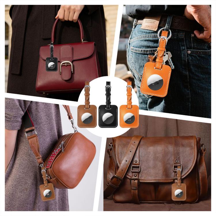 For AirTag 2nd Gen / AirTag 1st Gen Genuine Leather Case Luggage Tag Style Finder Keychain Holder