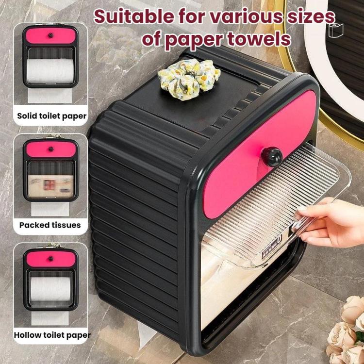 Wall-mounted Tissue Box Bathroom Shelf, Color: Black Small