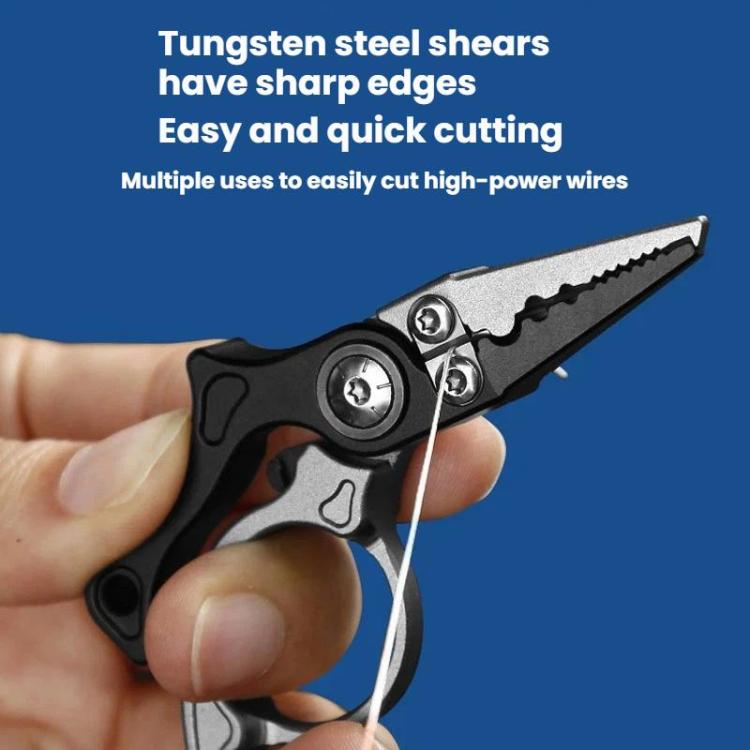 Mini Lure Pliers Micro Open-Ring Pliers Portable Fishing Line Cutters, Color: Black Gray+Retractable Lanyard