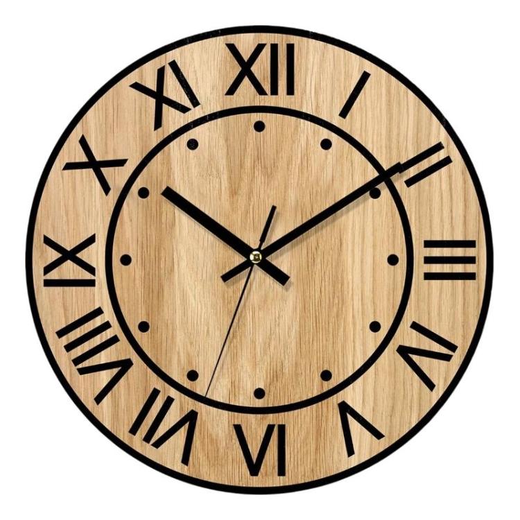 Wooden Round Analog-Digital Wall Clock 3D Decorative Home Wall Clock, Size: 30cm
