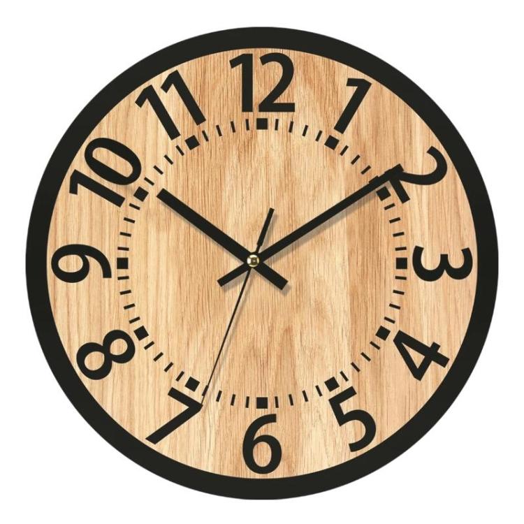 Wooden Round Analog-Digital Wall Clock 3D Decorative Home Wall Clock, Size: 30cm