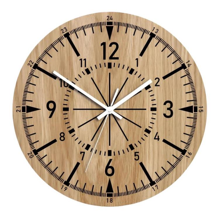 Wooden Round Analog-Digital Wall Clock 3D Decorative Home Wall Clock, Size: 30cm